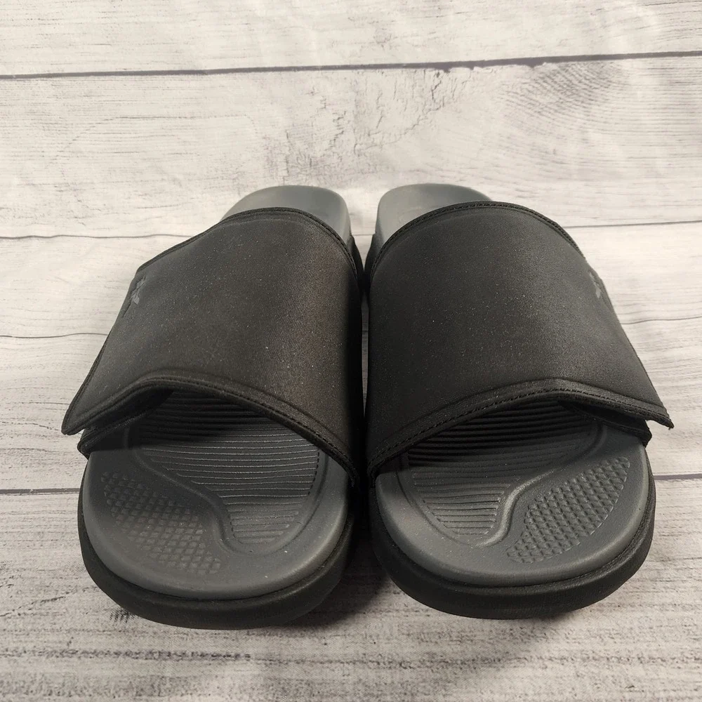 Kuru Moment Men's Size 12 Medium Black Adjustable Strap Comfort Slide Sandals